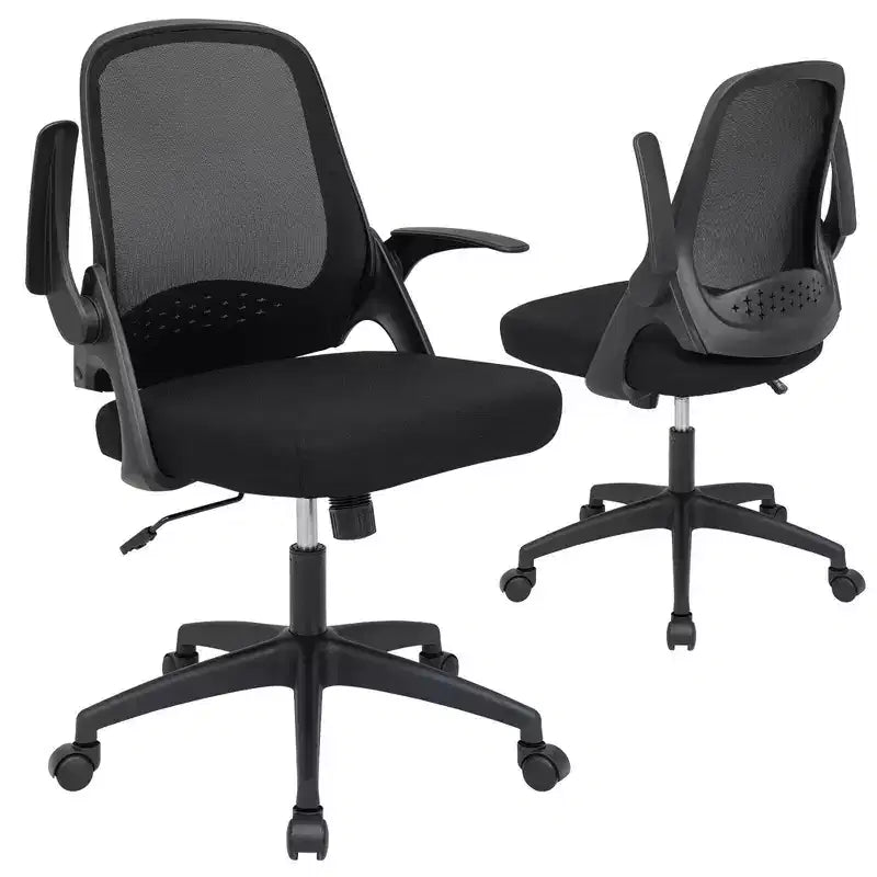 Costway Mesh Office Chair Adjustable Rolling Computer Desk Chair w/Flip-up Armrest White\Black