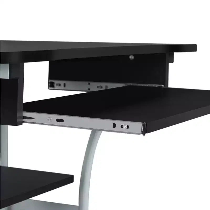 Scrivania per computer per ufficio a casa e scuola con ripiano stampante, vassoio tastiera, scaffale portaoggetti