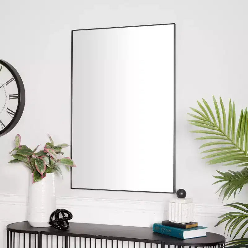 Specchio da parete rettangolare in legno contemporaneo con cornice sottile