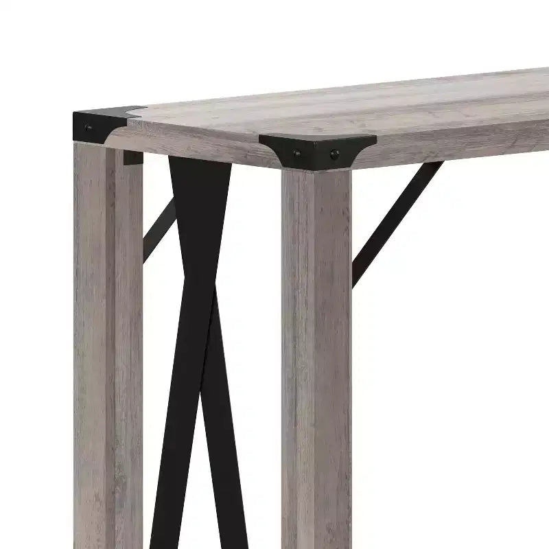 Consolle in legno ingegnerizzato Modern Farmhouse e dettagli in acciaio verniciato a polvere