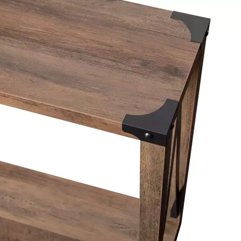 Consolle in legno ingegnerizzato Modern Farmhouse e dettagli in acciaio verniciato a polvere