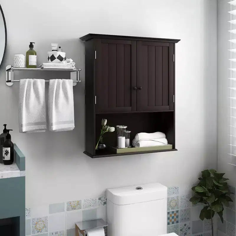 Armadietto da bagno a parete mobiletto per medicinali in legno organizer contenitore