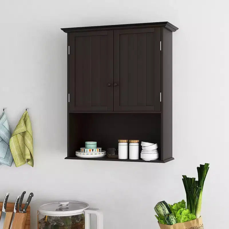 Armadietto da bagno a parete mobiletto per medicinali in legno organizer contenitore