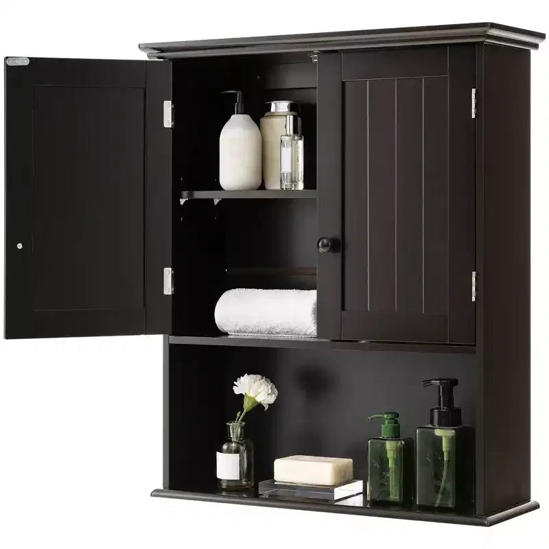 Armadietto da bagno a parete mobiletto per medicinali in legno organizer contenitore