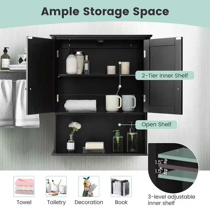 Armadietto da bagno a parete mobiletto per medicinali in legno organizer contenitore