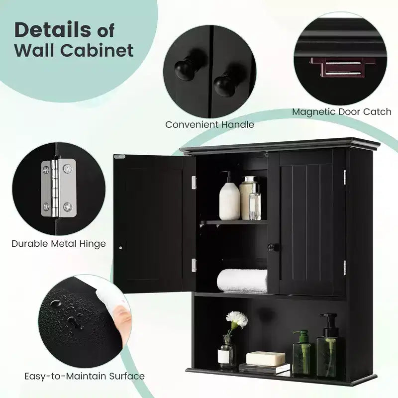 Armadietto da bagno a parete mobiletto per medicinali in legno organizer contenitore
