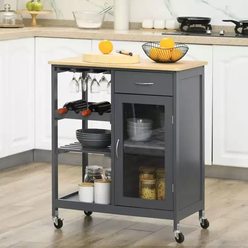 Carrello da cucina multiuso, carrello da cucina con ripiani, cassetto e armadietto