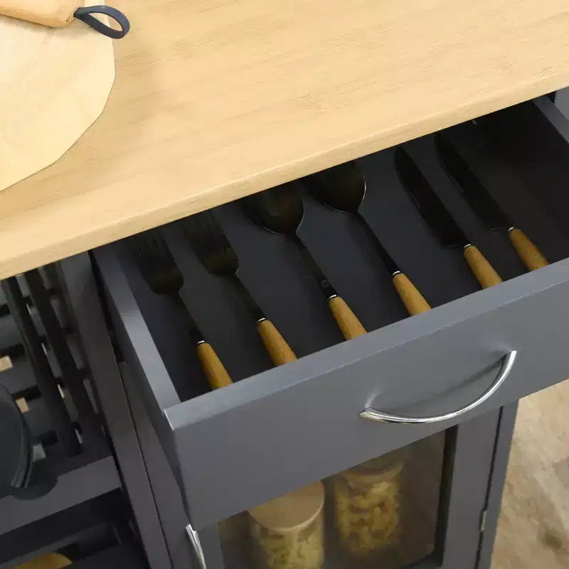 Carrello da cucina multiuso, carrello da cucina con ripiani, cassetto e armadietto