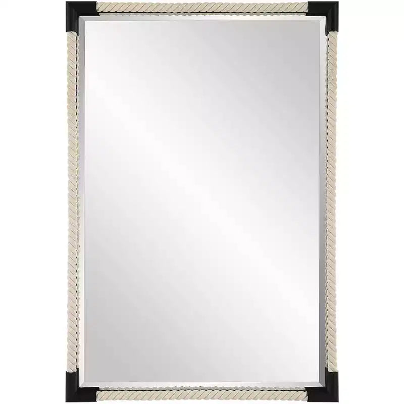 Uttermost Marina White Rope and Black 23 3/4 x 35 1/2 Wall Mirror